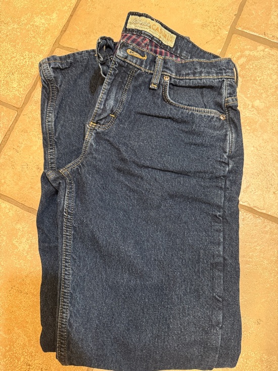 Cabela's Denim - Cabela's womens Straight flannel lined Dark Blue Denim Jeans